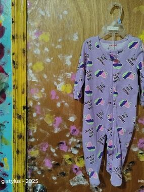 ☺️🔥 Lavender Printed Footed One-Piece for Kids- 6- 9mos -" I Am The Future"